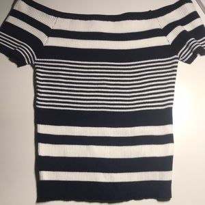 Charlotte Russe Striped Off-The-Shoulder Crop top